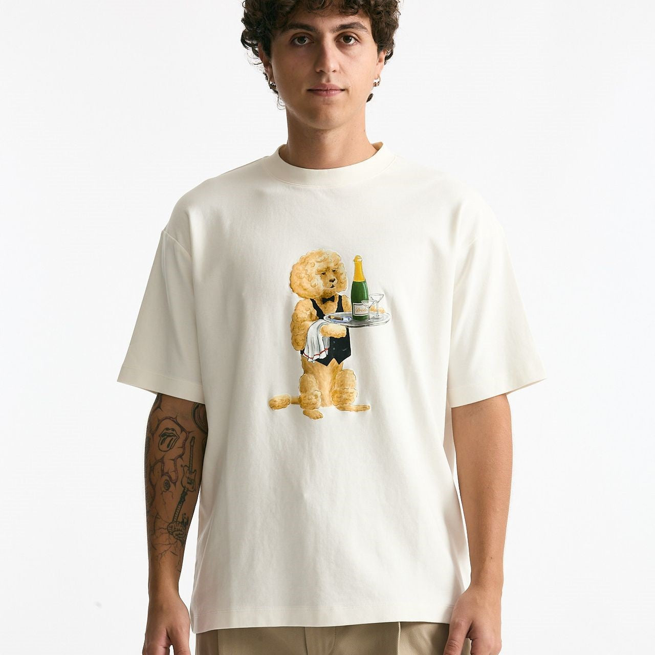 T-shirt in cotone panna men Drôle de monsieur - 6