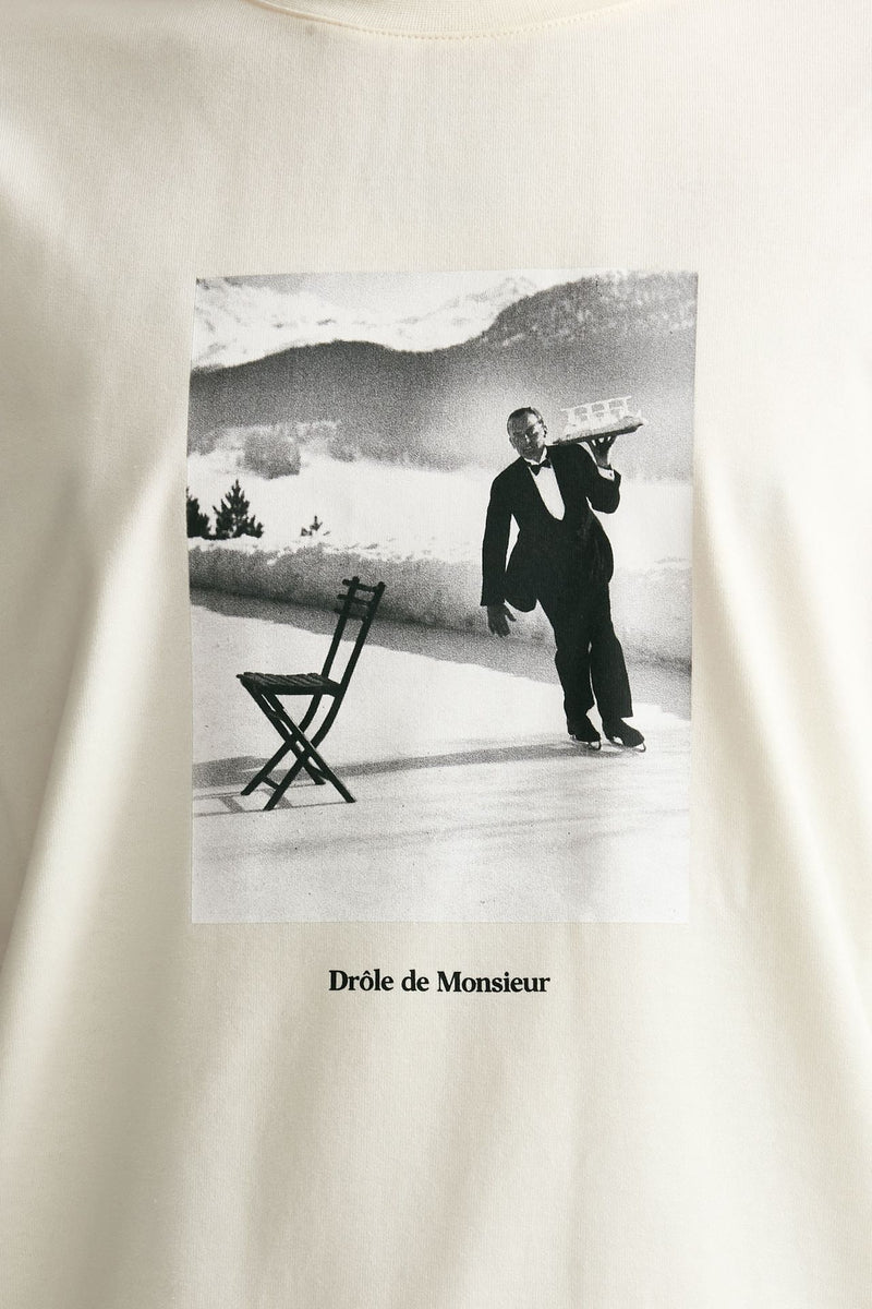 T-shirt in cotone panna stampa men Drôle de monsieur - 5