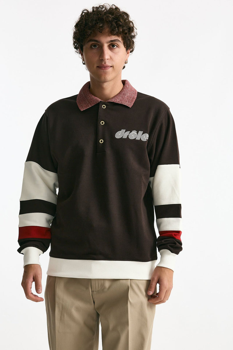 Felpa polo in cotone marrone men Drôle de monsieur - 1