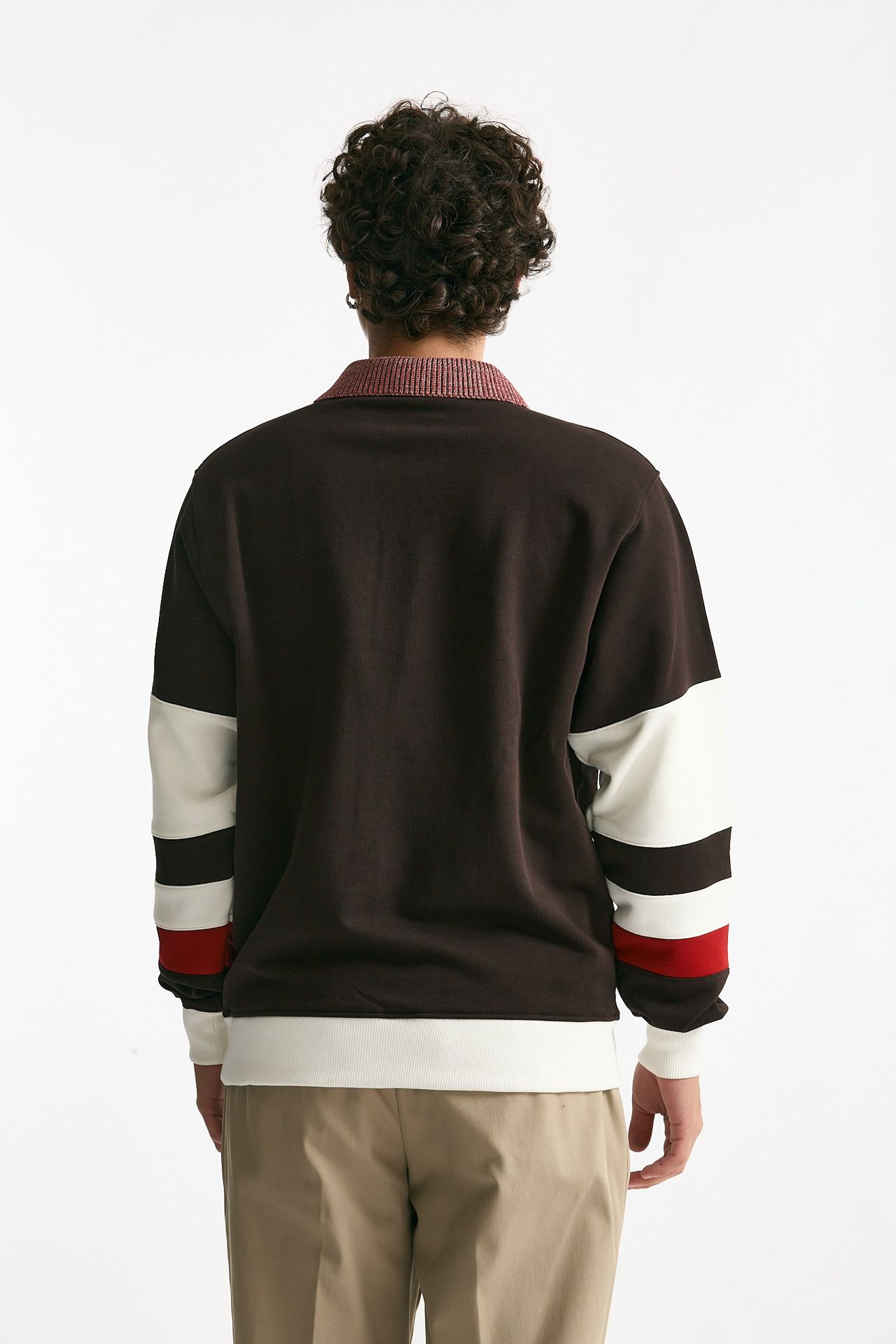 Felpa polo in cotone marrone men Drôle de monsieur - 3