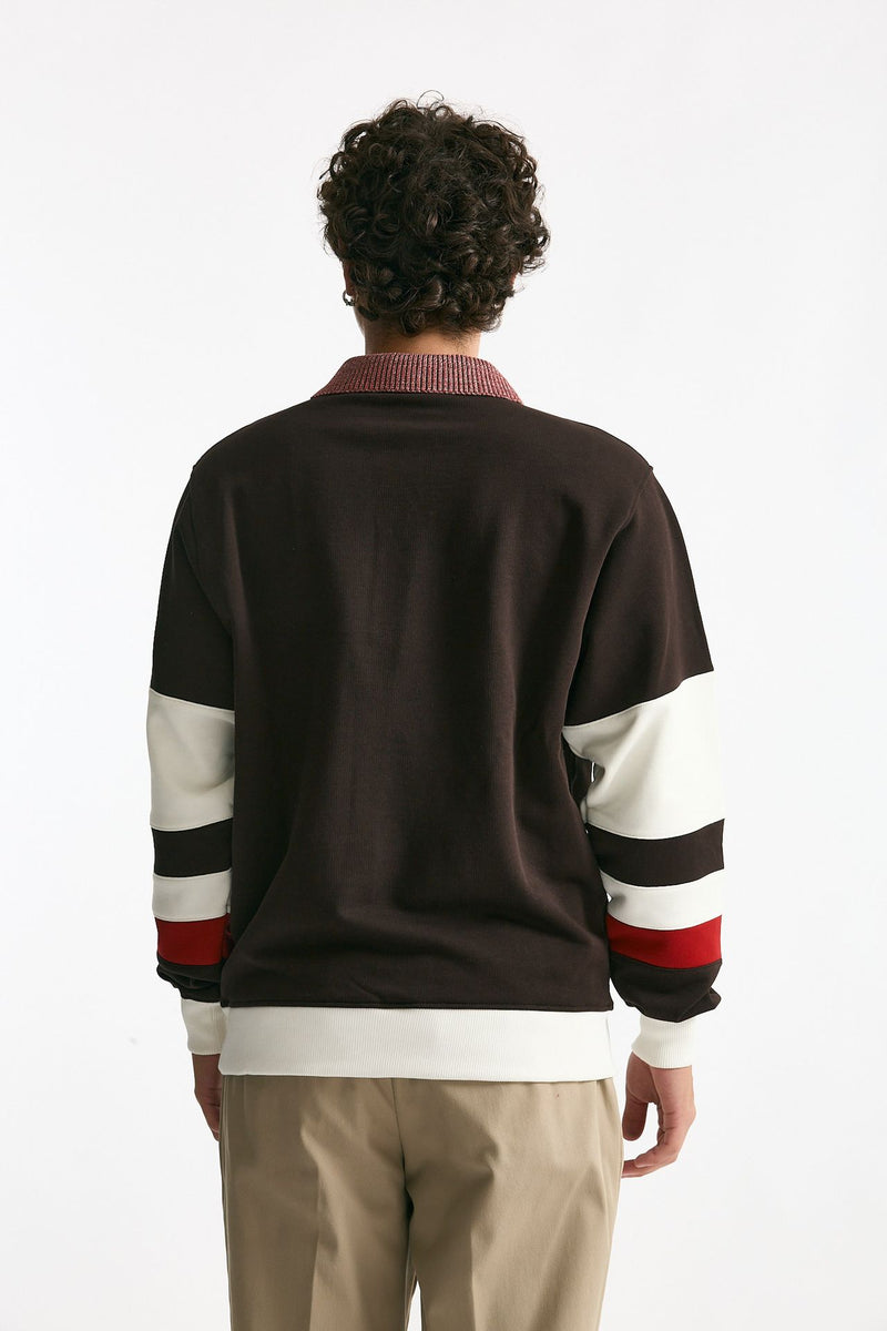 Felpa polo in cotone marrone men Drôle de monsieur - 3