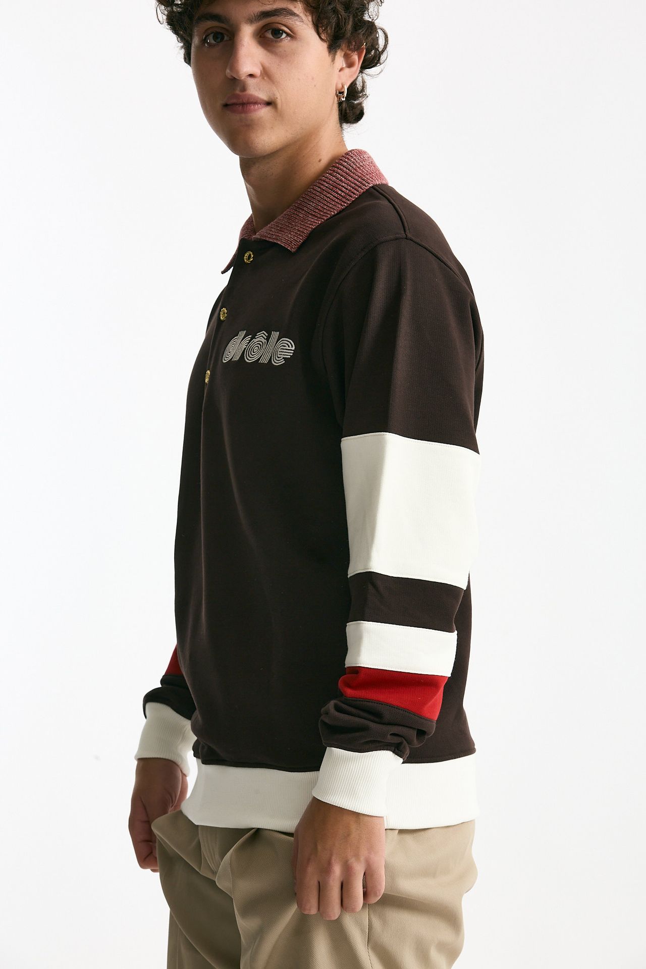 Felpa polo in cotone marrone men Drôle de monsieur - 4