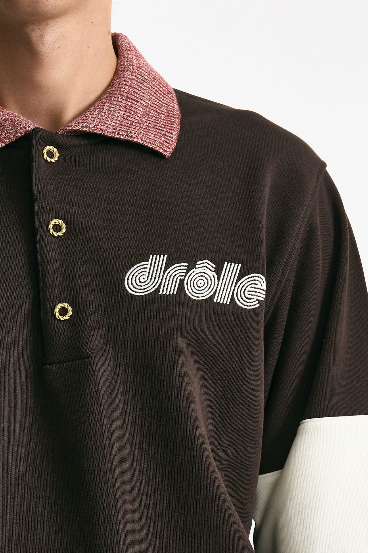 Felpa polo in cotone marrone men Drôle de monsieur - 5