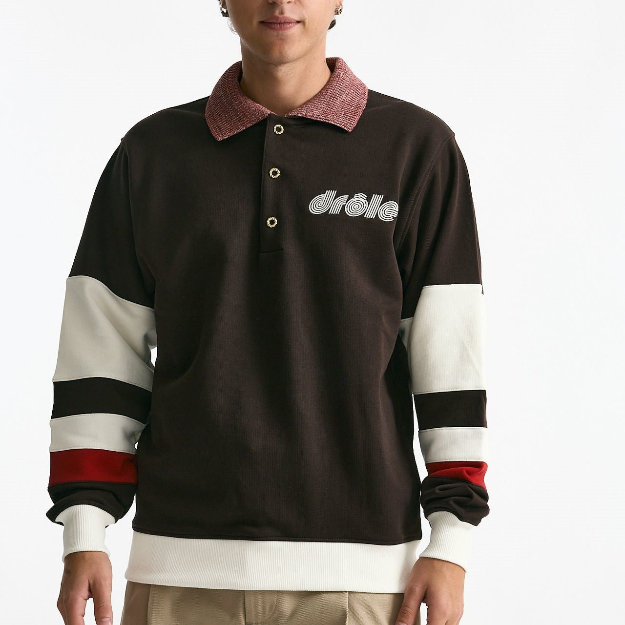 Felpa polo in cotone marrone men Drôle de monsieur - 7