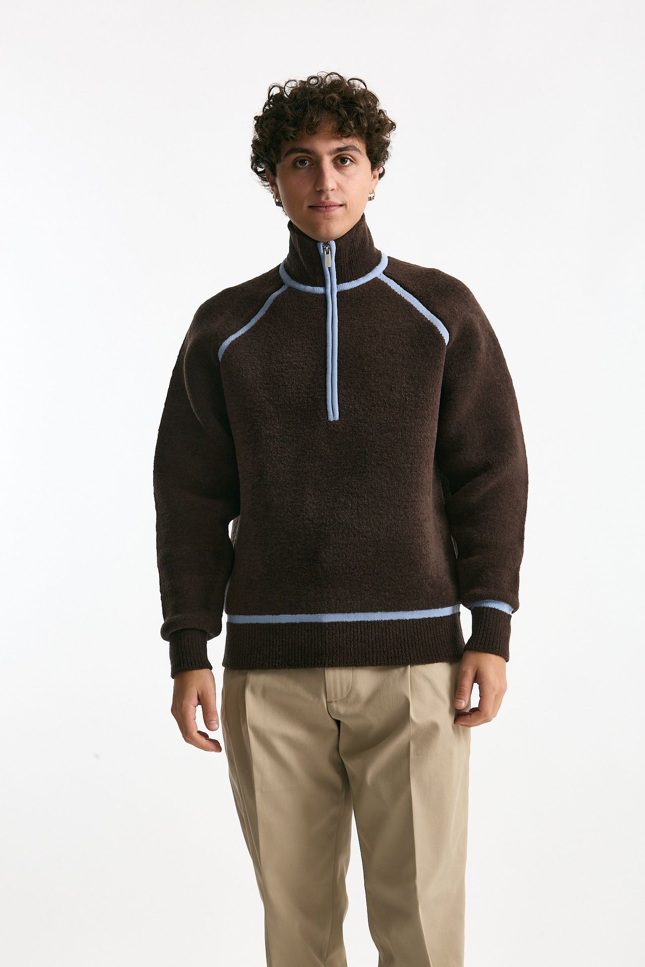 Maglia mezza zip marrone men Drôle de monsieur - 1