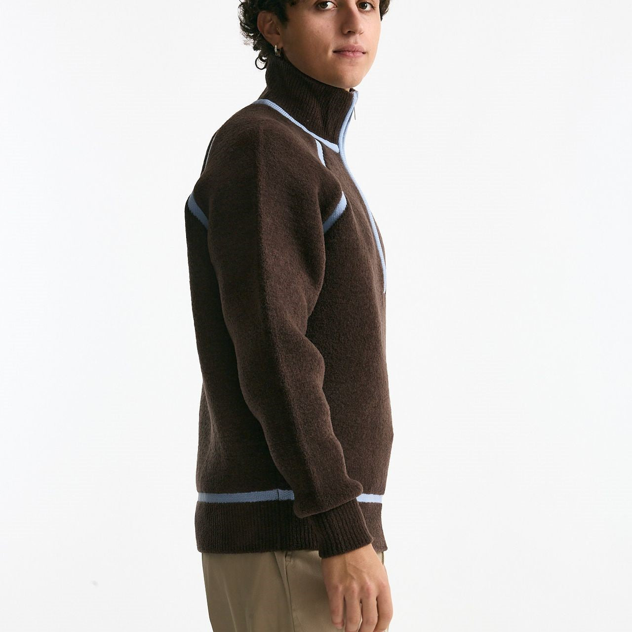 Maglia mezza zip marrone men Drôle de monsieur - 7