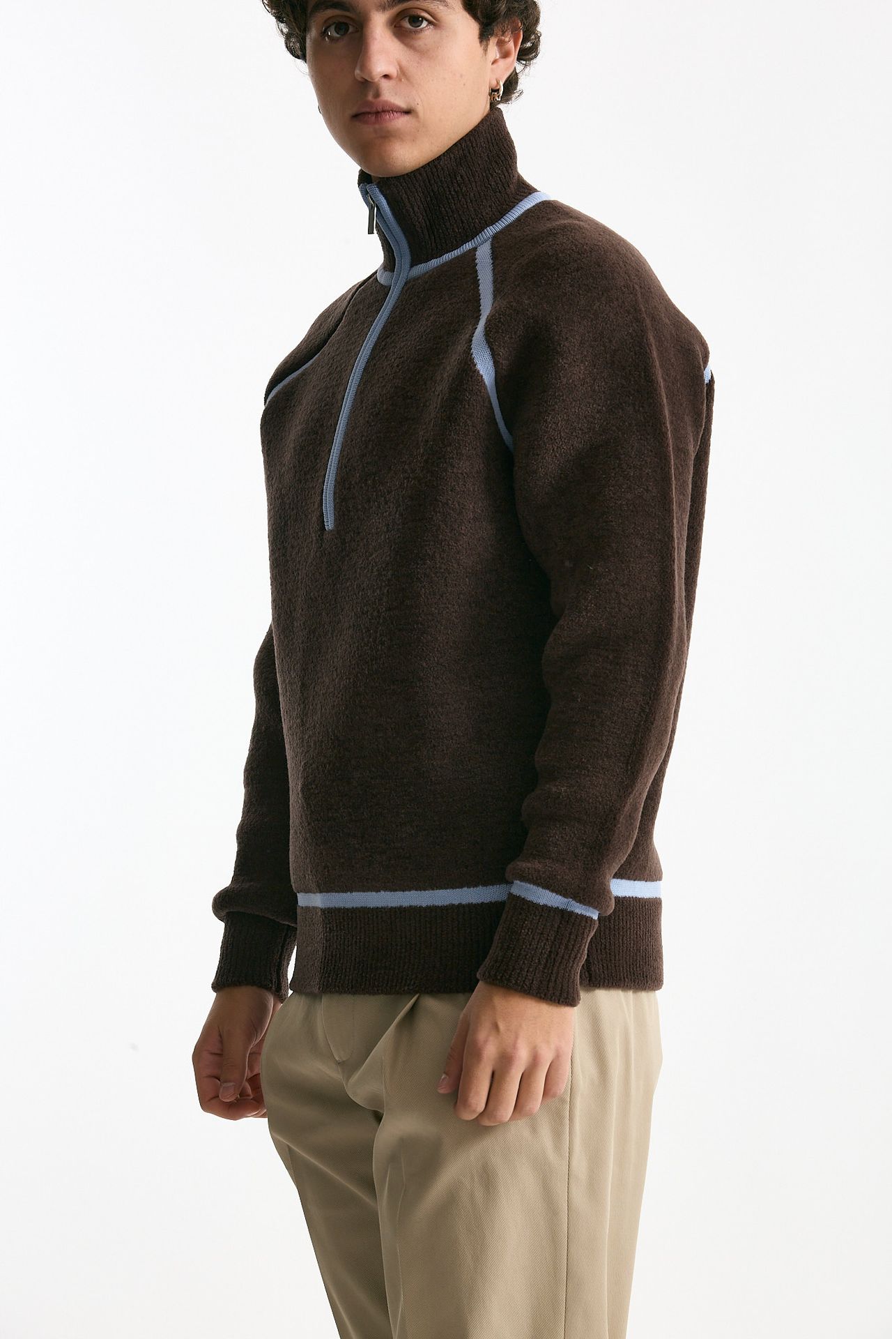 Maglia mezza zip marrone men Drôle de monsieur - 4