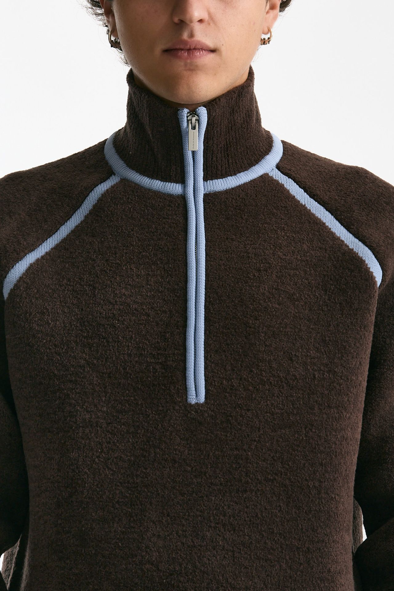 Maglia mezza zip marrone men Drôle de monsieur - 5