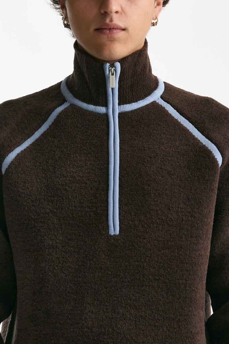 Maglia mezza zip marrone men Drôle de monsieur - 5