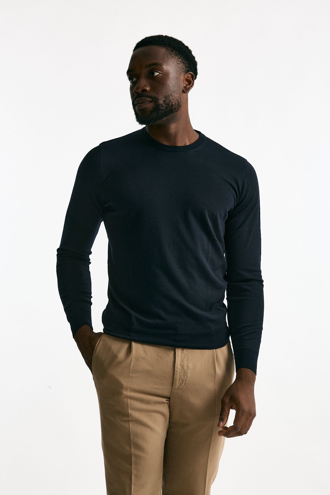 Maglia MODERN in lana rasata blu men Drumohr - 1