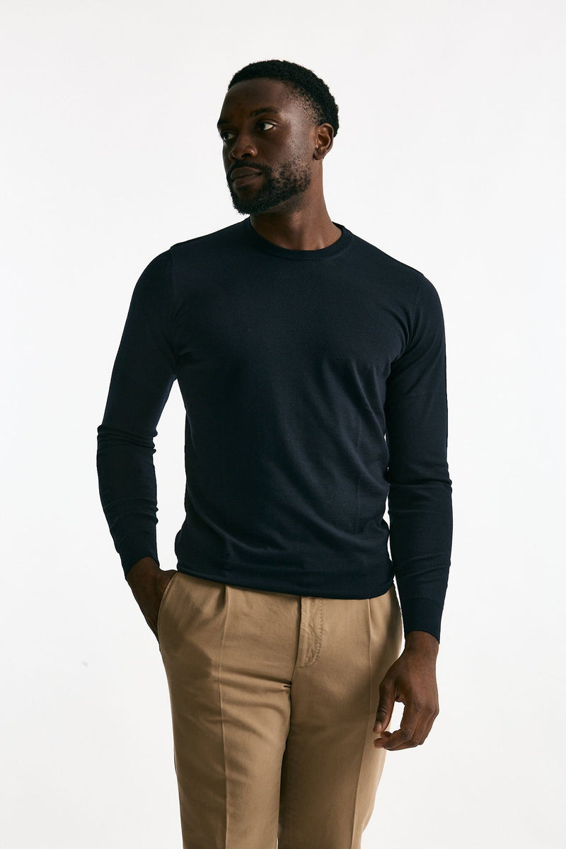 Maglia MODERN in lana rasata blu men Drumohr - 1