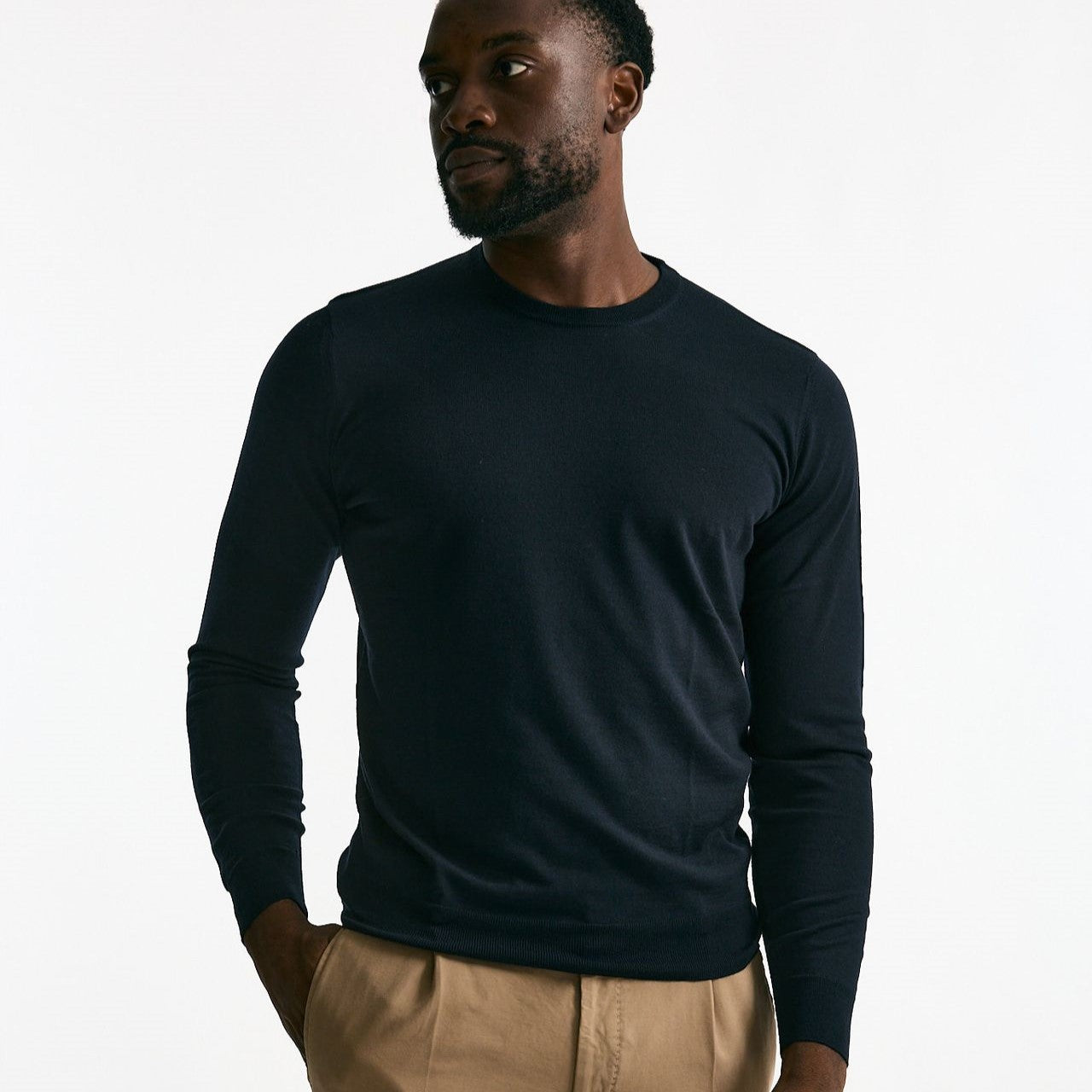 Maglia MODERN in lana rasata blu men Drumohr - 5