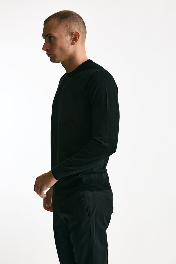 Maglia MODERN in lana rasata nero men Drumohr