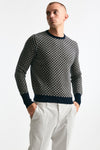 Maglia in cashmere fantasia blu e beige men Drumohr - 4
