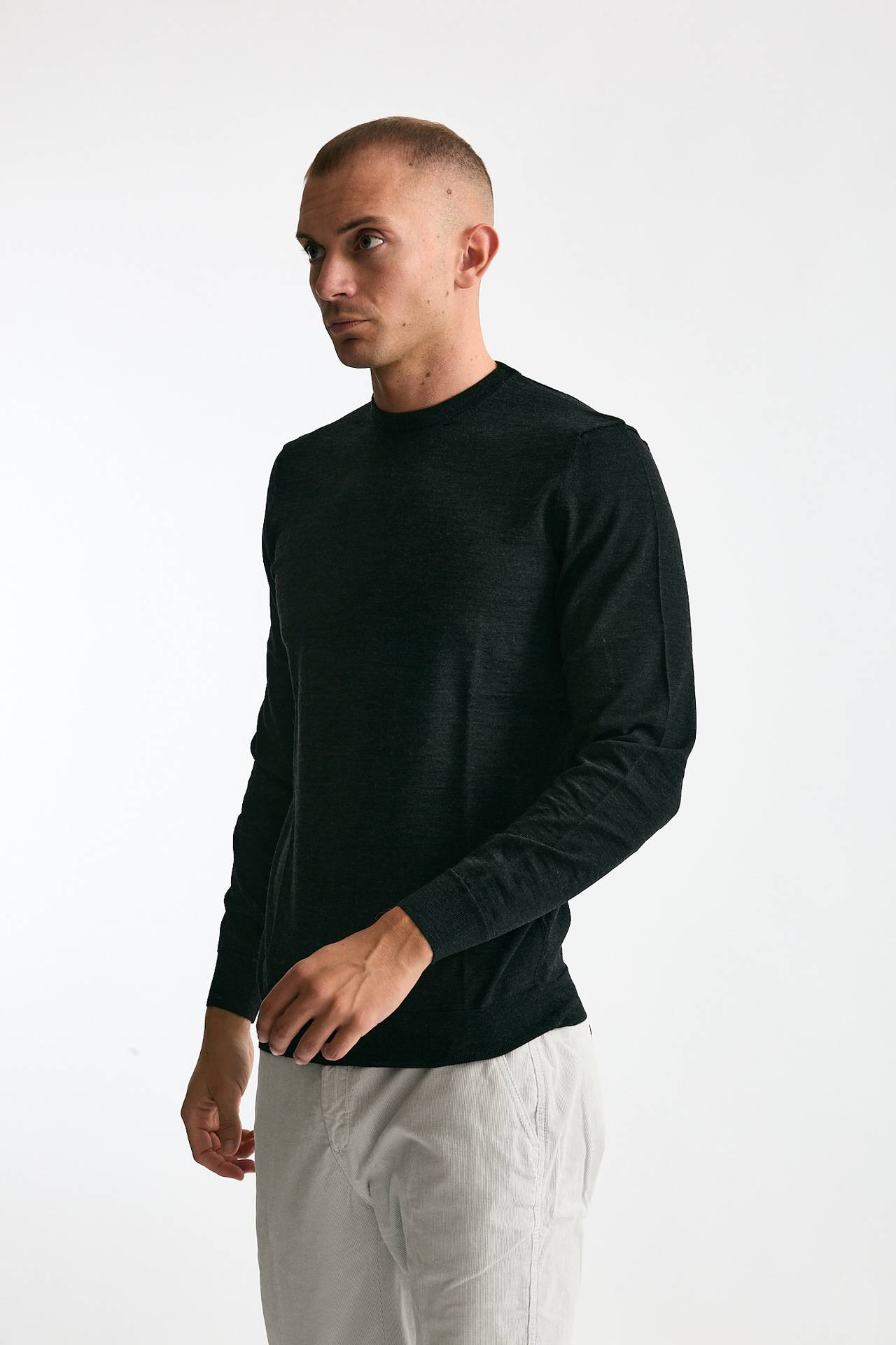 Maglia MODERN in lana rasata antracite men Drumohr - 2