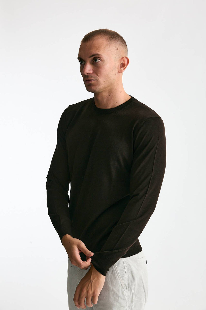 Maglia MODERN in lana rasata marrone men Drumohr - 3