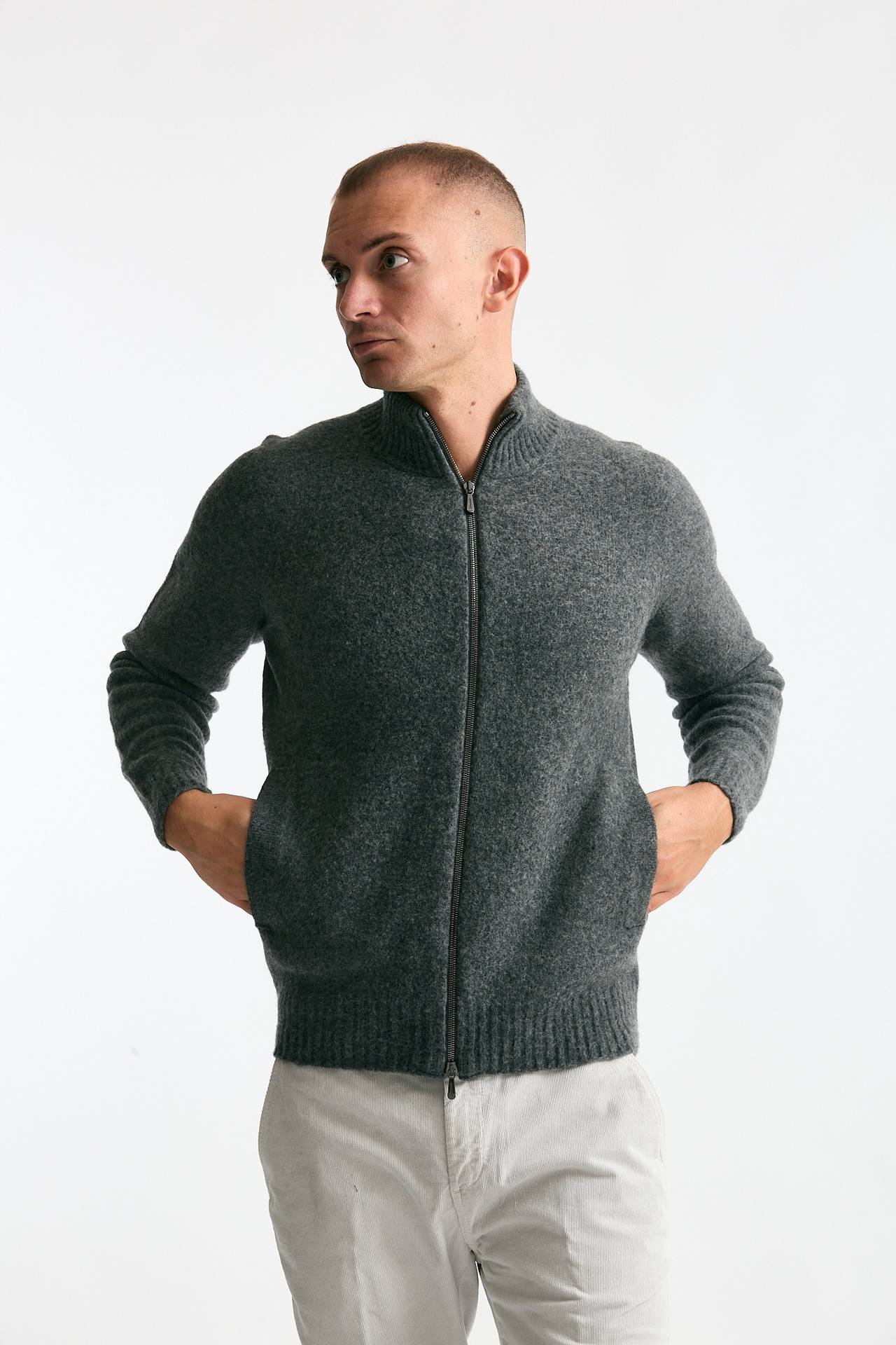 Maglia in lambswool grigio full zip men Drumohr - 1