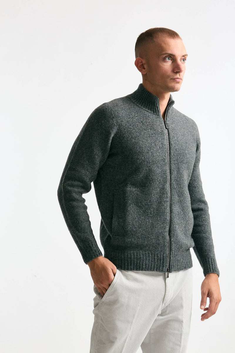 Maglia in lambswool grigio full zip men Drumohr - 4