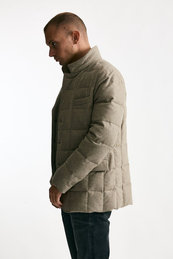 Piumino-giacca trapuntato in flanella di lana beige men Fay