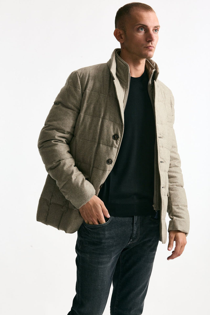 Piumino-giacca trapuntato in flanella di lana beige men Fay - 4