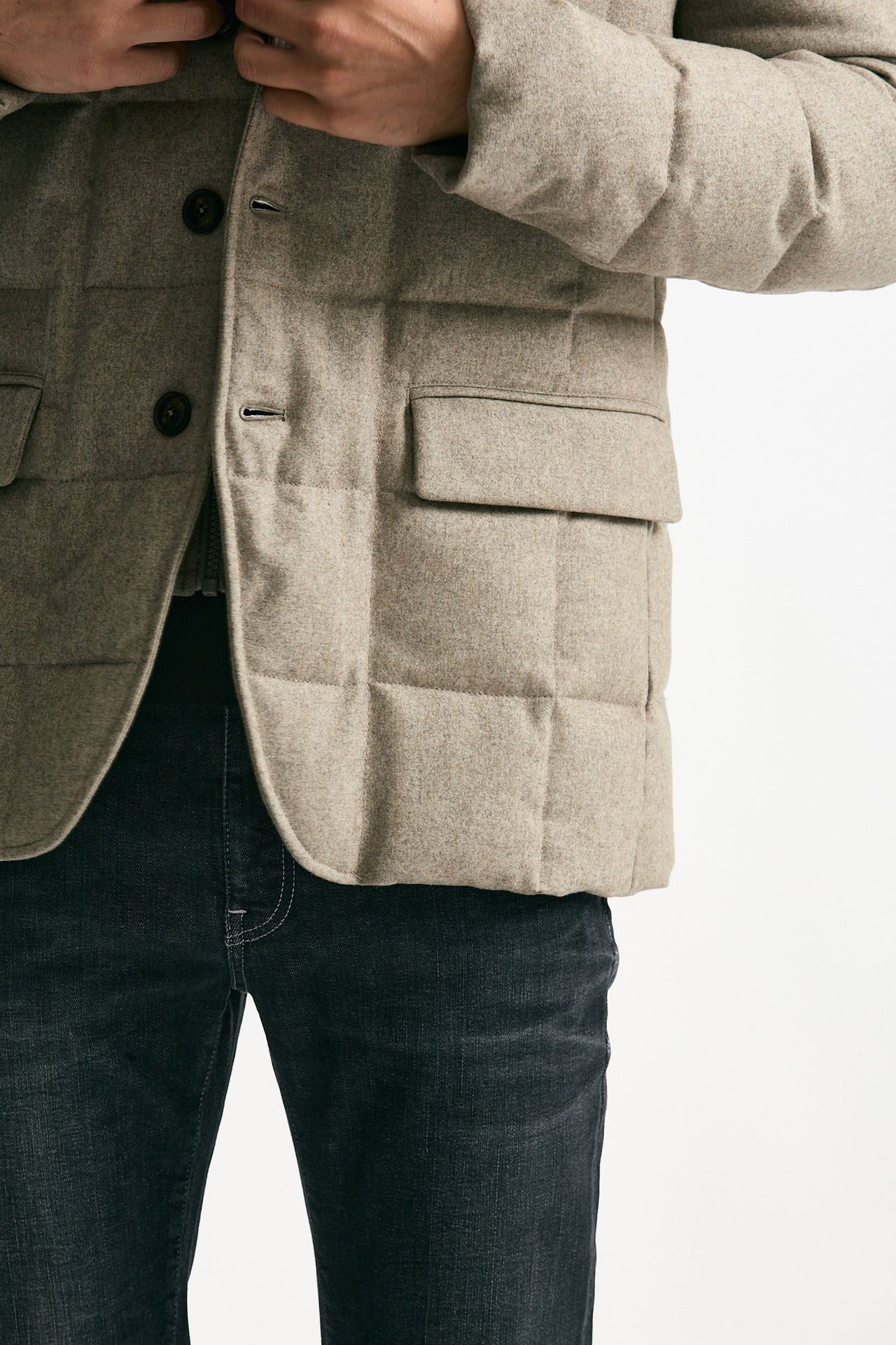 Piumino-giacca trapuntato in flanella di lana beige men Fay - 7