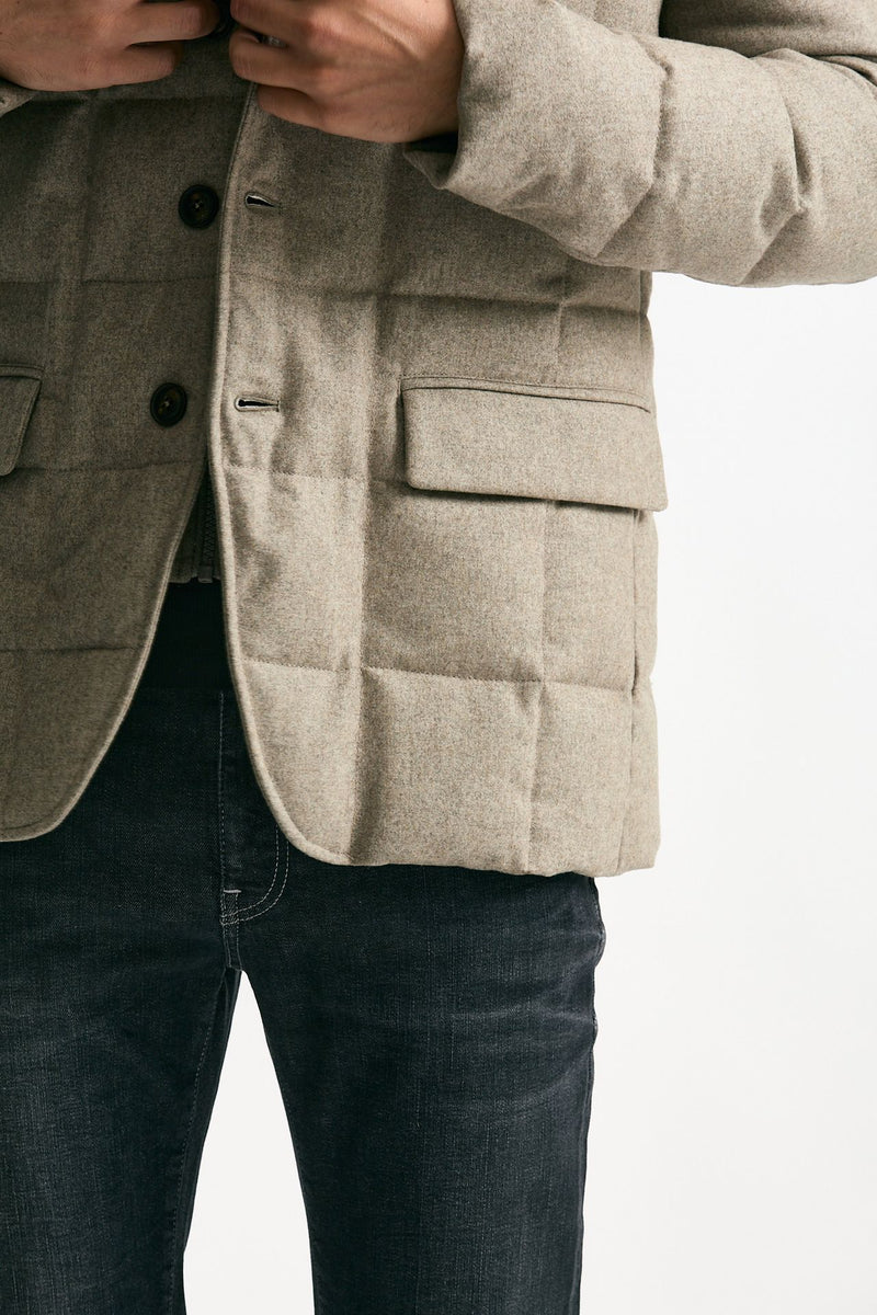 Piumino-giacca trapuntato in flanella di lana beige men Fay - 7