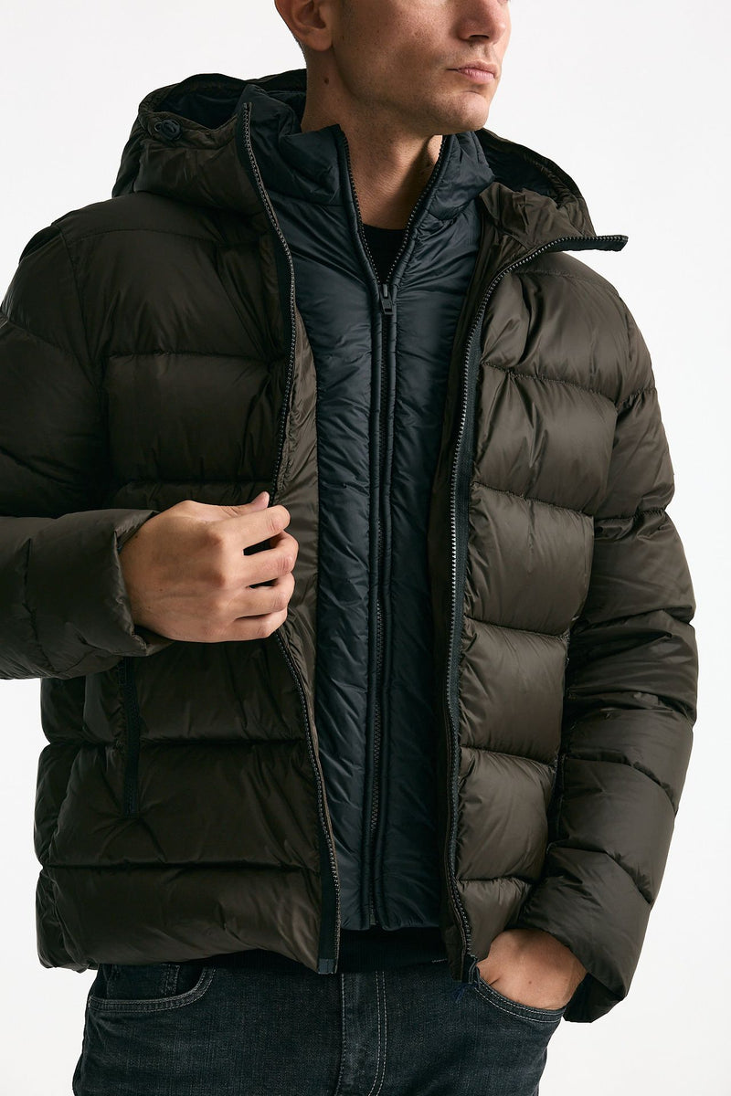 Piumino imbottito double front in nylon marrone men Fay - 7