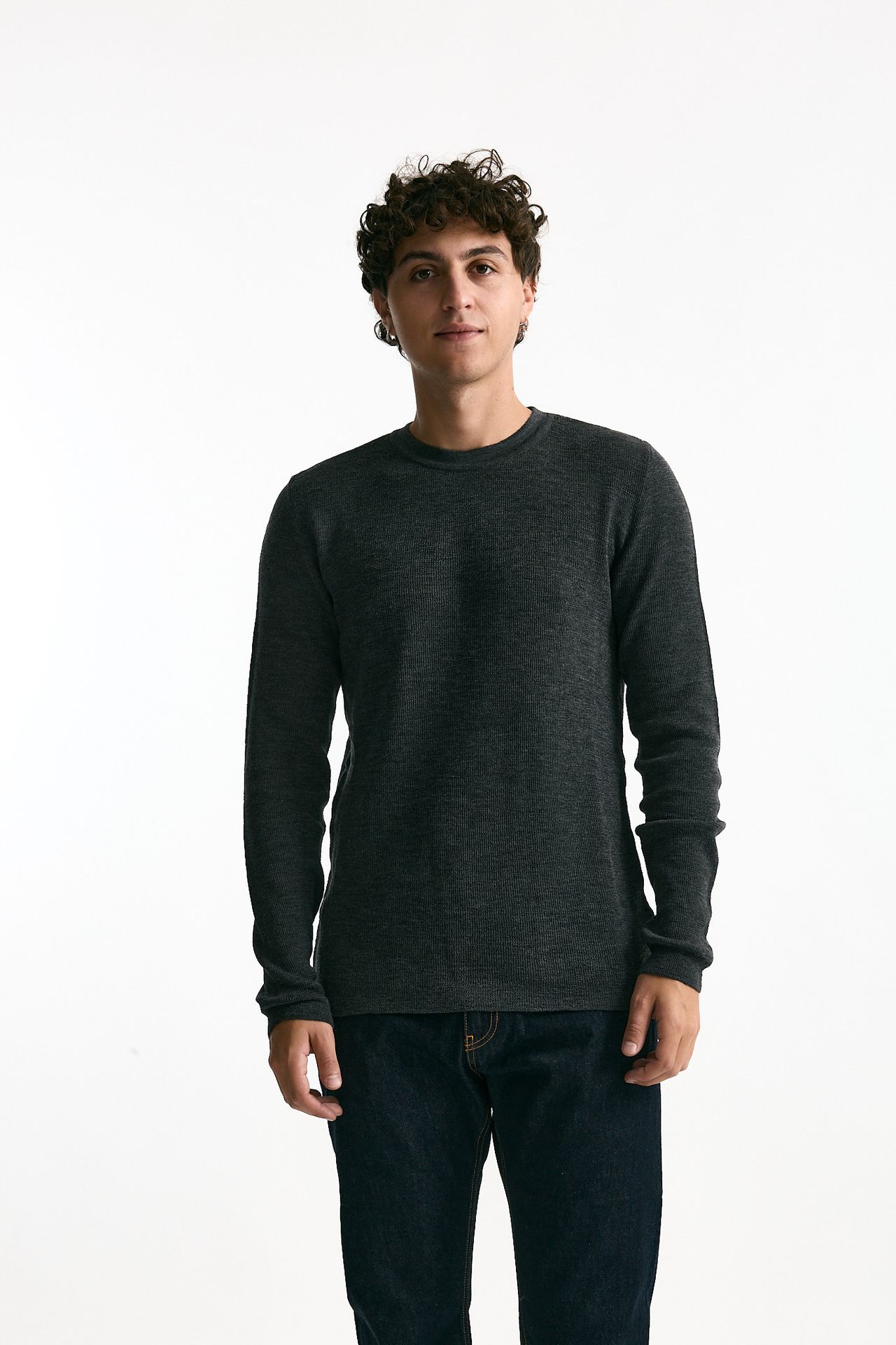 Maglia girocollo in lana grigio men Grifoni - 2