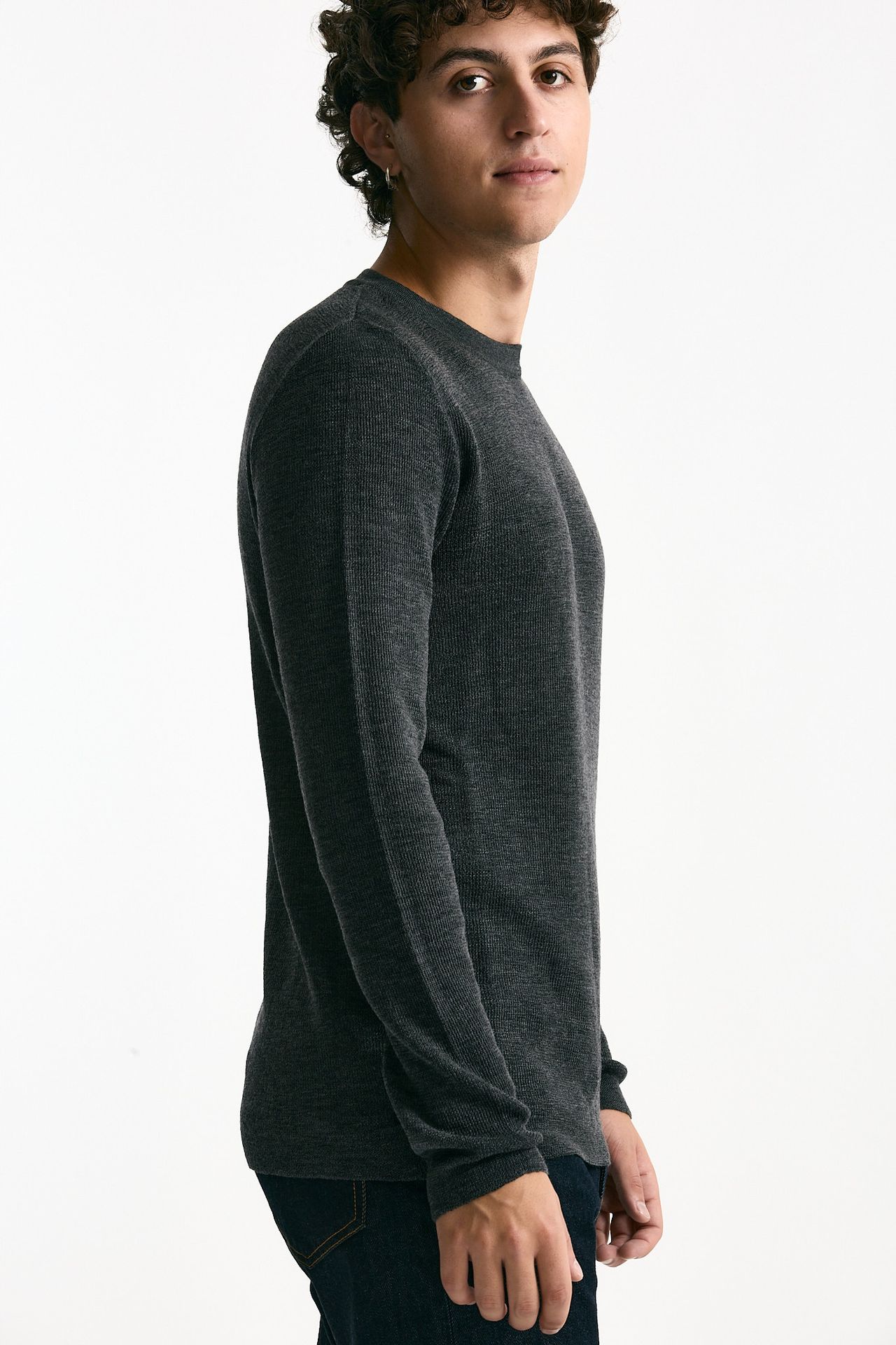 Maglia girocollo in lana grigio men Grifoni - 3