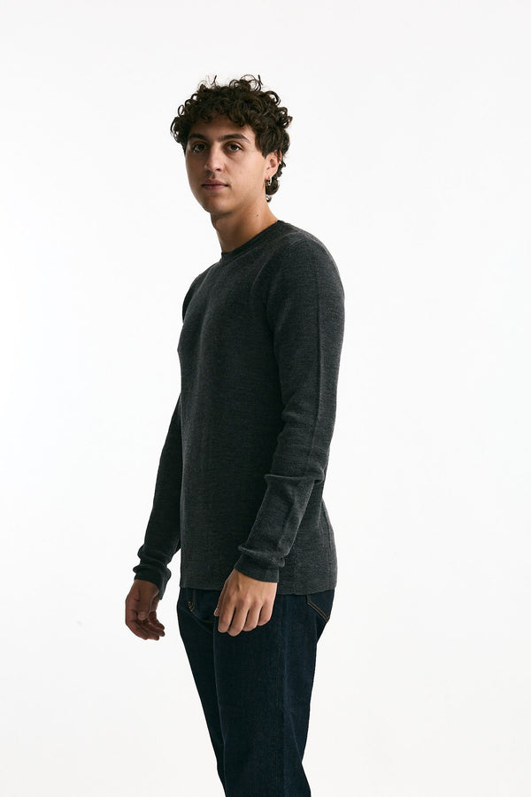 Maglia girocollo in lana grigio men Grifoni