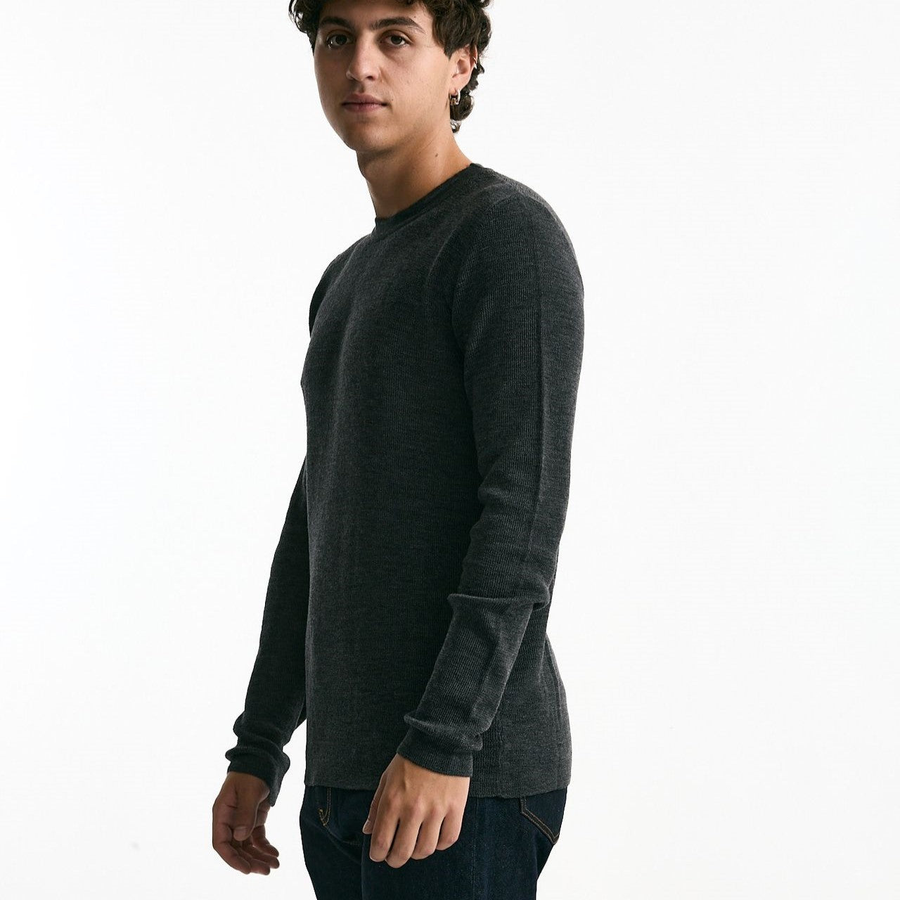 Maglia girocollo in lana grigio men Grifoni - 6