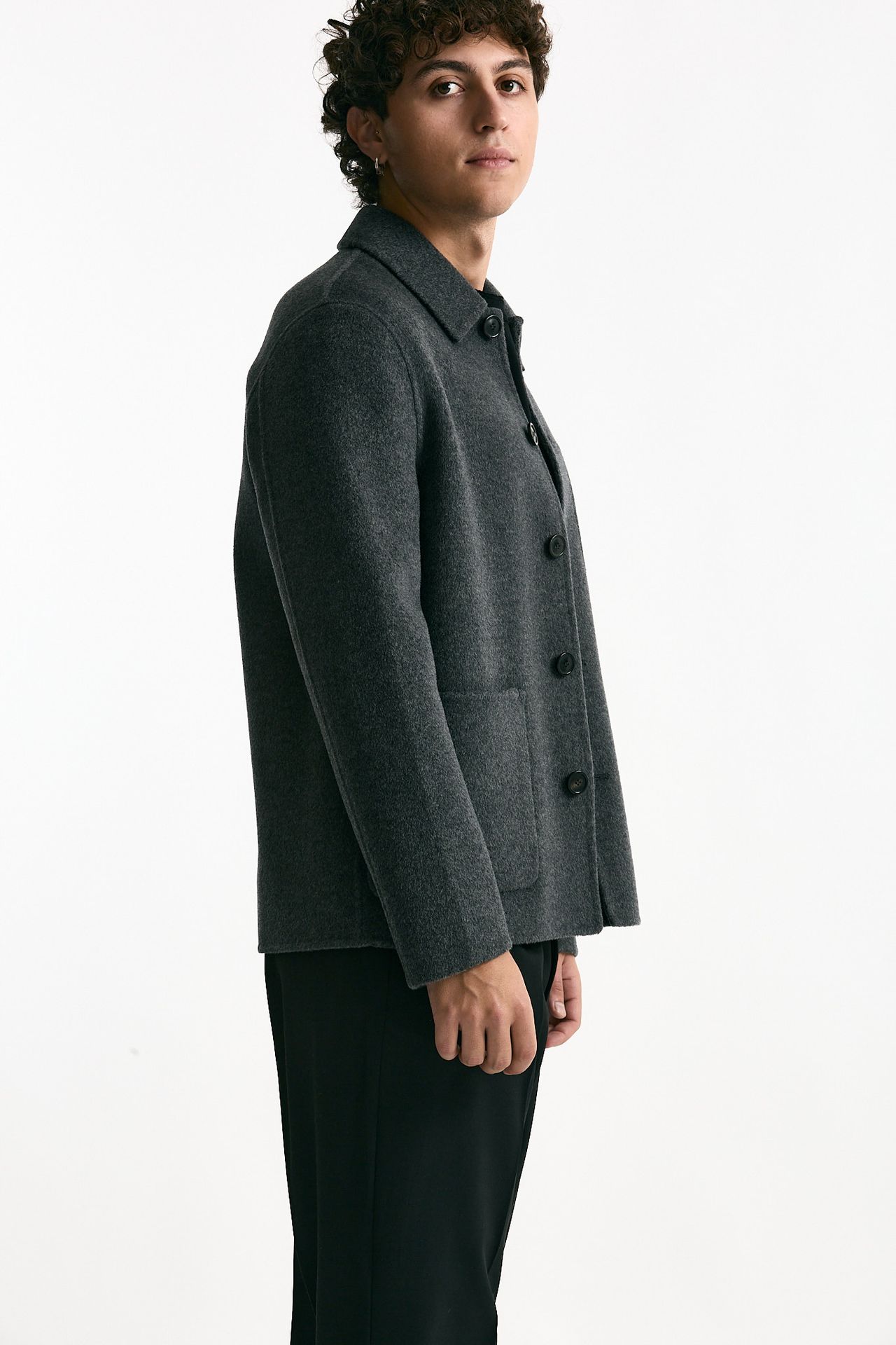 Caban in panno di lana e cashmere grigio men Grifoni - 1