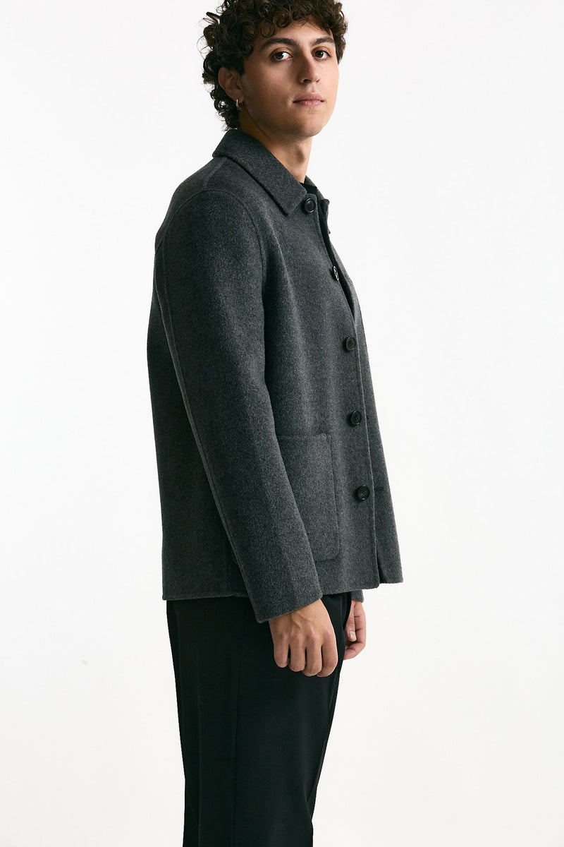 Caban in panno di lana e cashmere grigio men Grifoni - 1