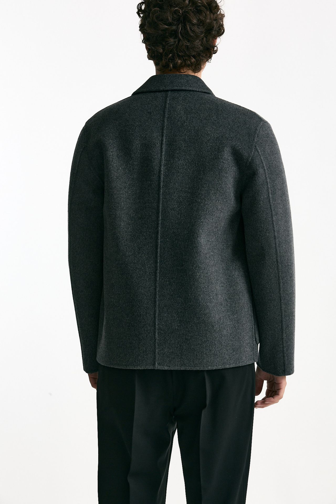 Caban in panno di lana e cashmere grigio men Grifoni - 3