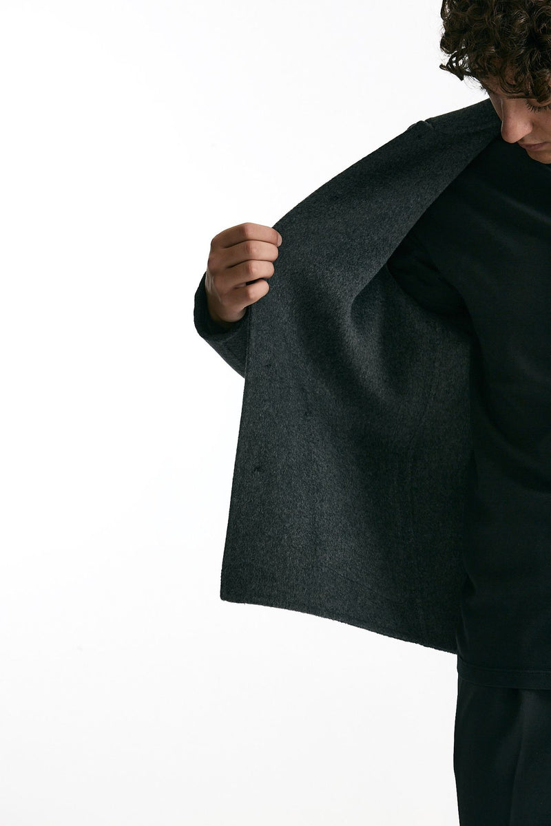 Caban in panno di lana e cashmere grigio men Grifoni - 5