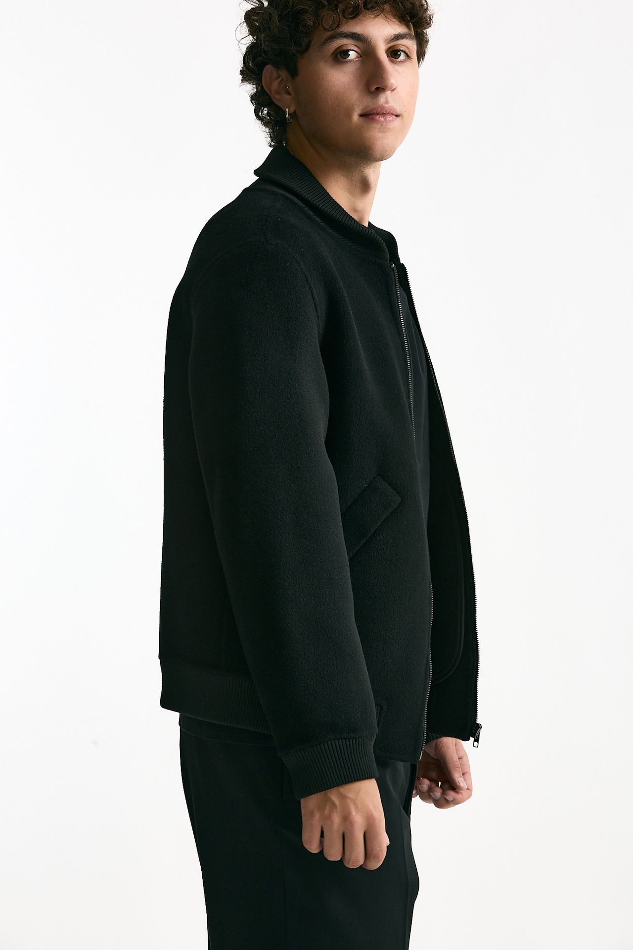 Bomber in panno di lana e cashmere nero men Grifoni - 3