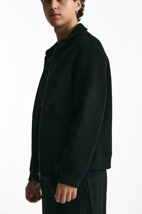 Bomber in panno di lana e cashmere nero men Grifoni