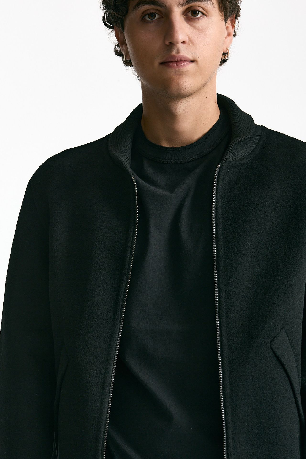 Bomber in panno di lana e cashmere nero men Grifoni - 5