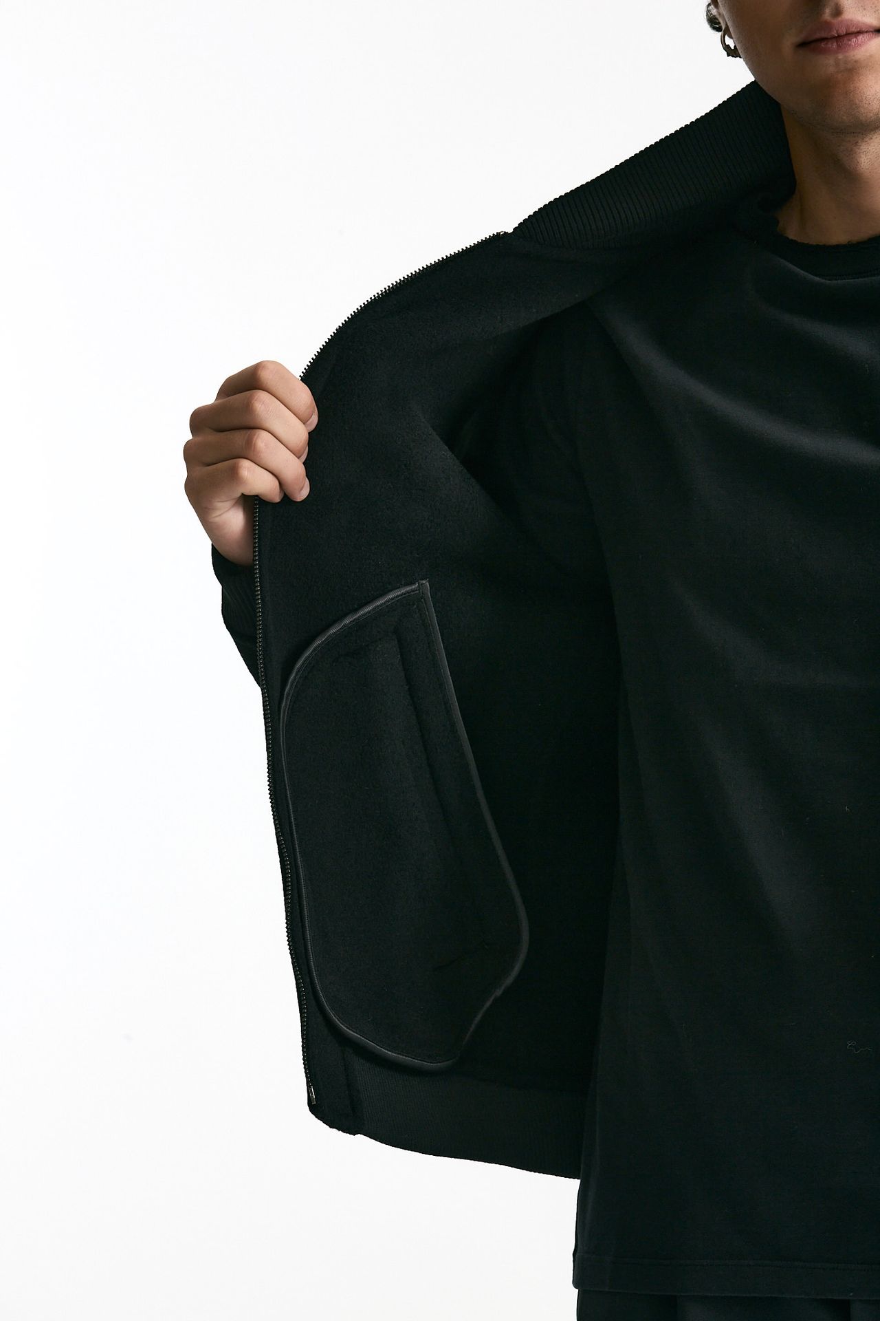 Bomber in panno di lana e cashmere nero men Grifoni - 7