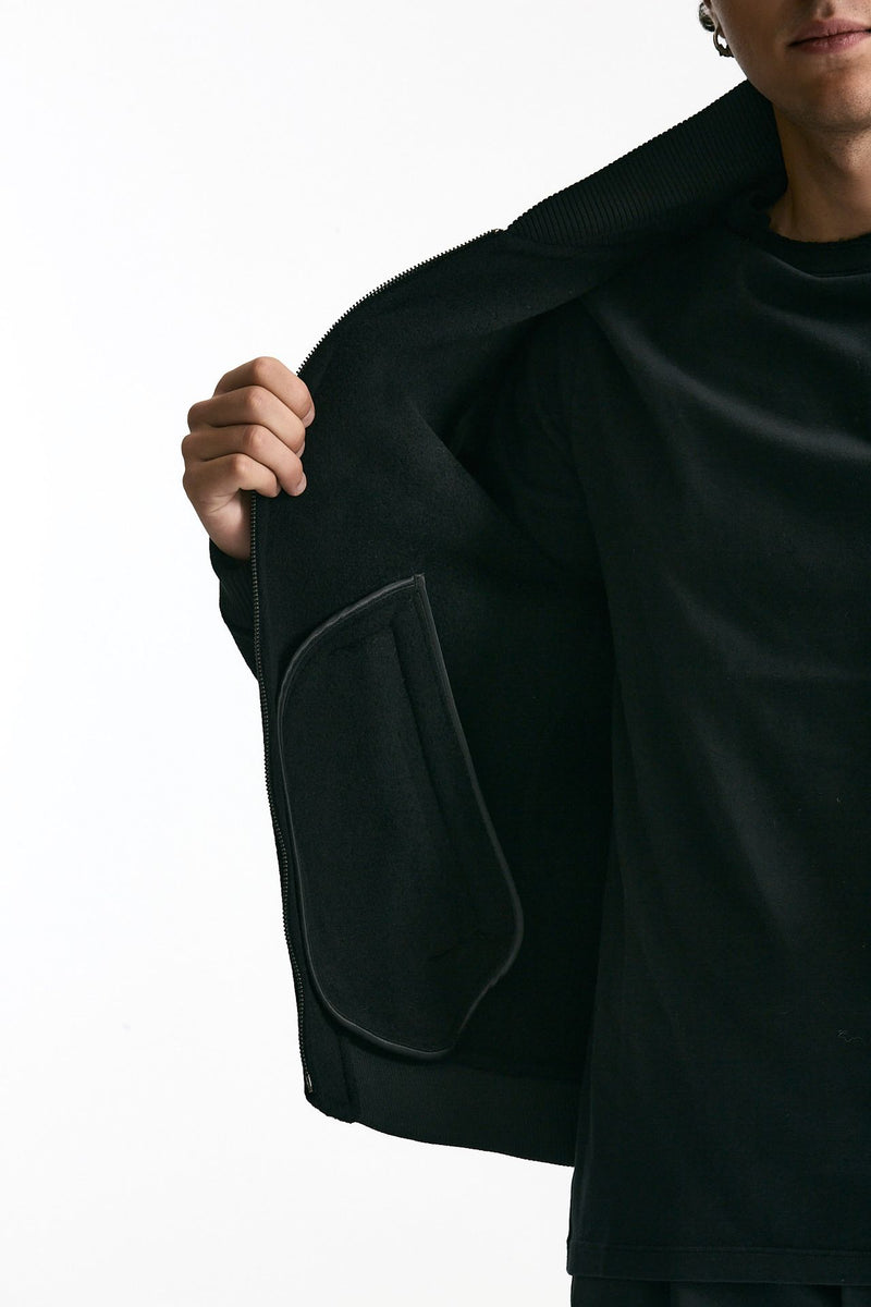 Bomber in panno di lana e cashmere nero men Grifoni - 7