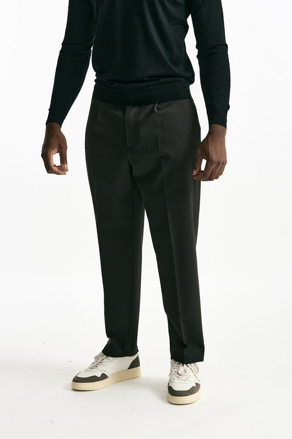 Pantalone pinces in misto lana stretch marrone men Grifoni