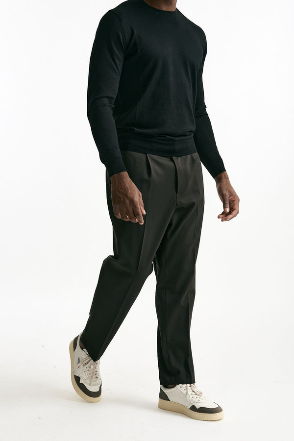 Pantalone pinces in misto lana stretch marrone men Grifoni