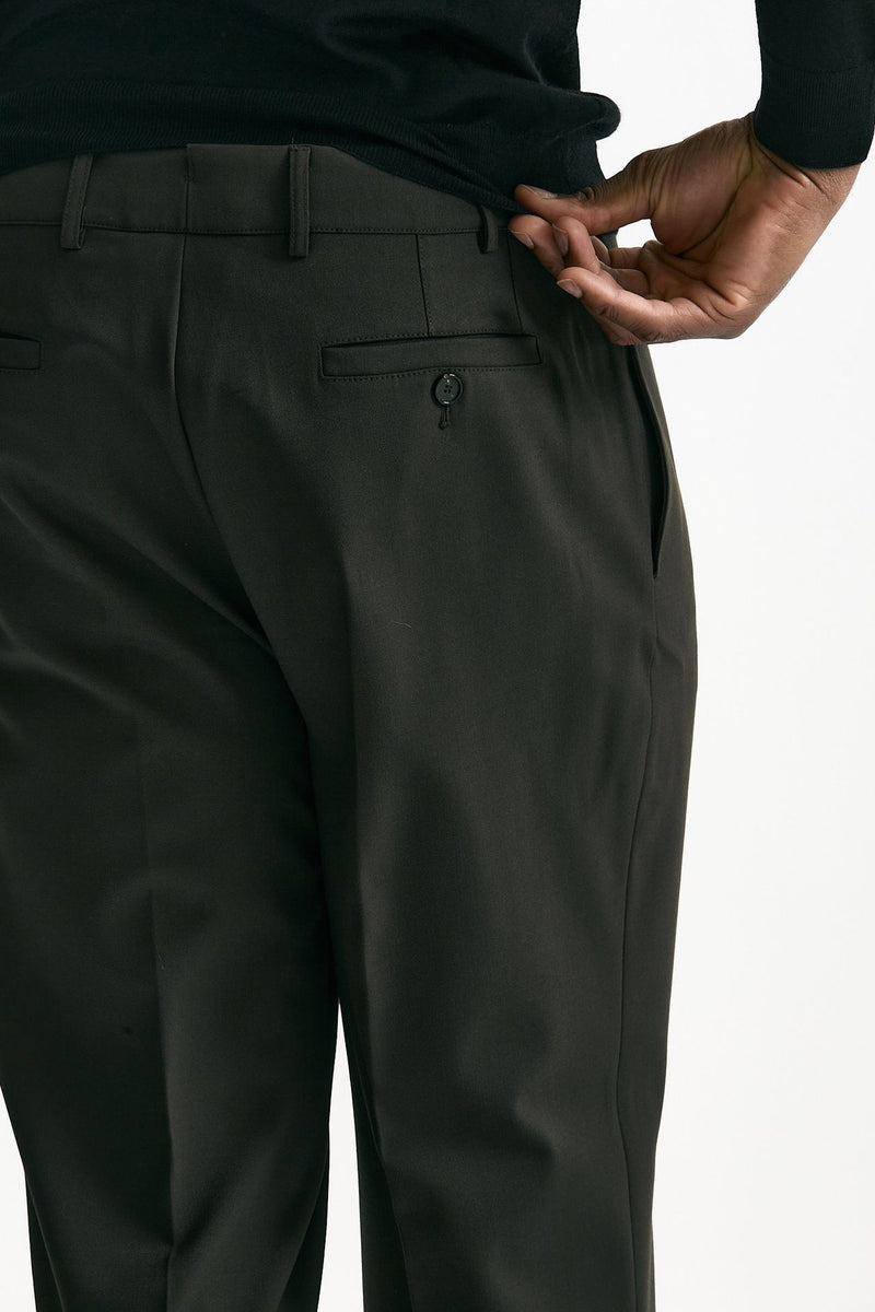 Pantalone pinces in misto lana stretch marrone men Grifoni - 7