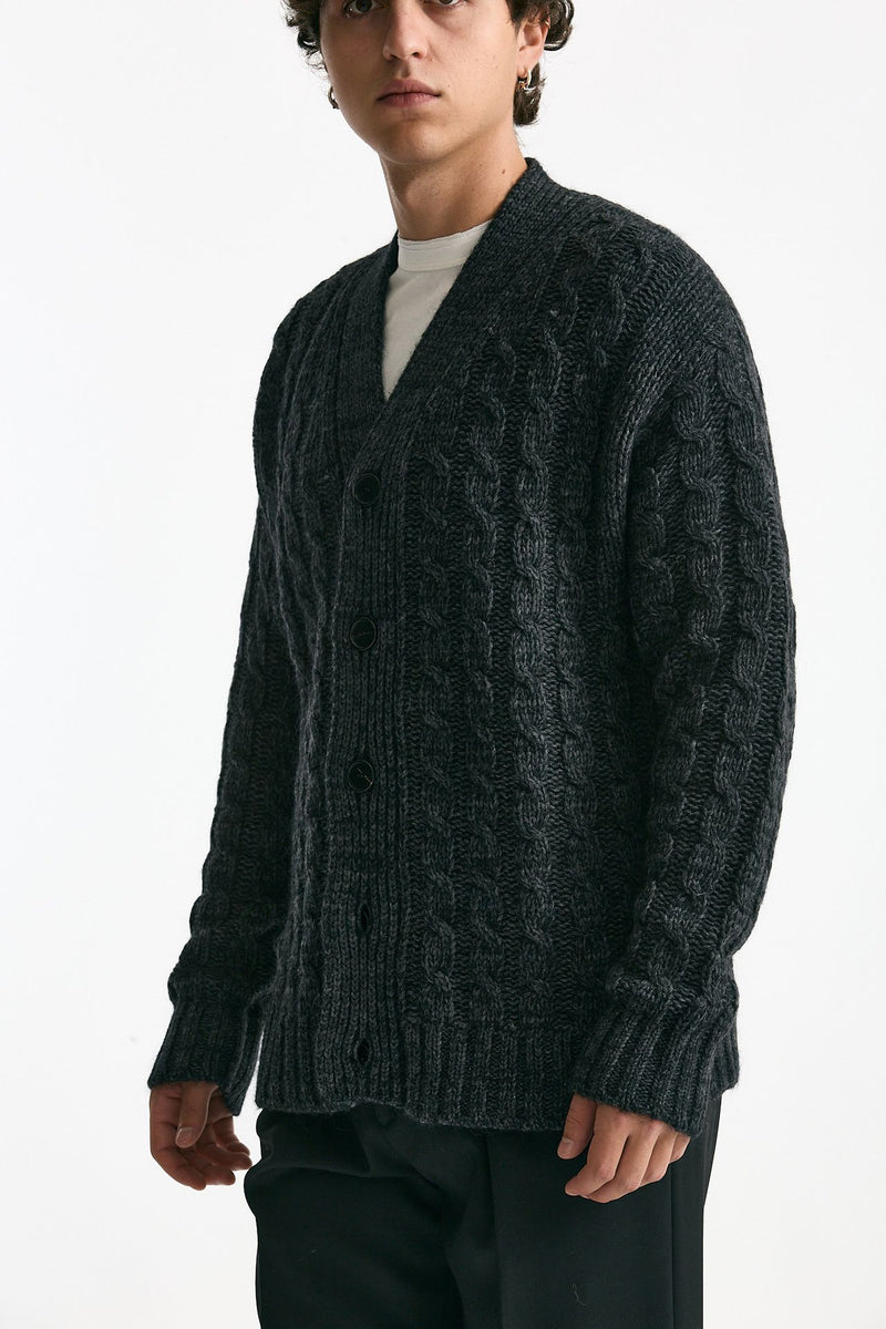 Cardigan in lana alpaca e mohair antracite men Grifoni - 1
