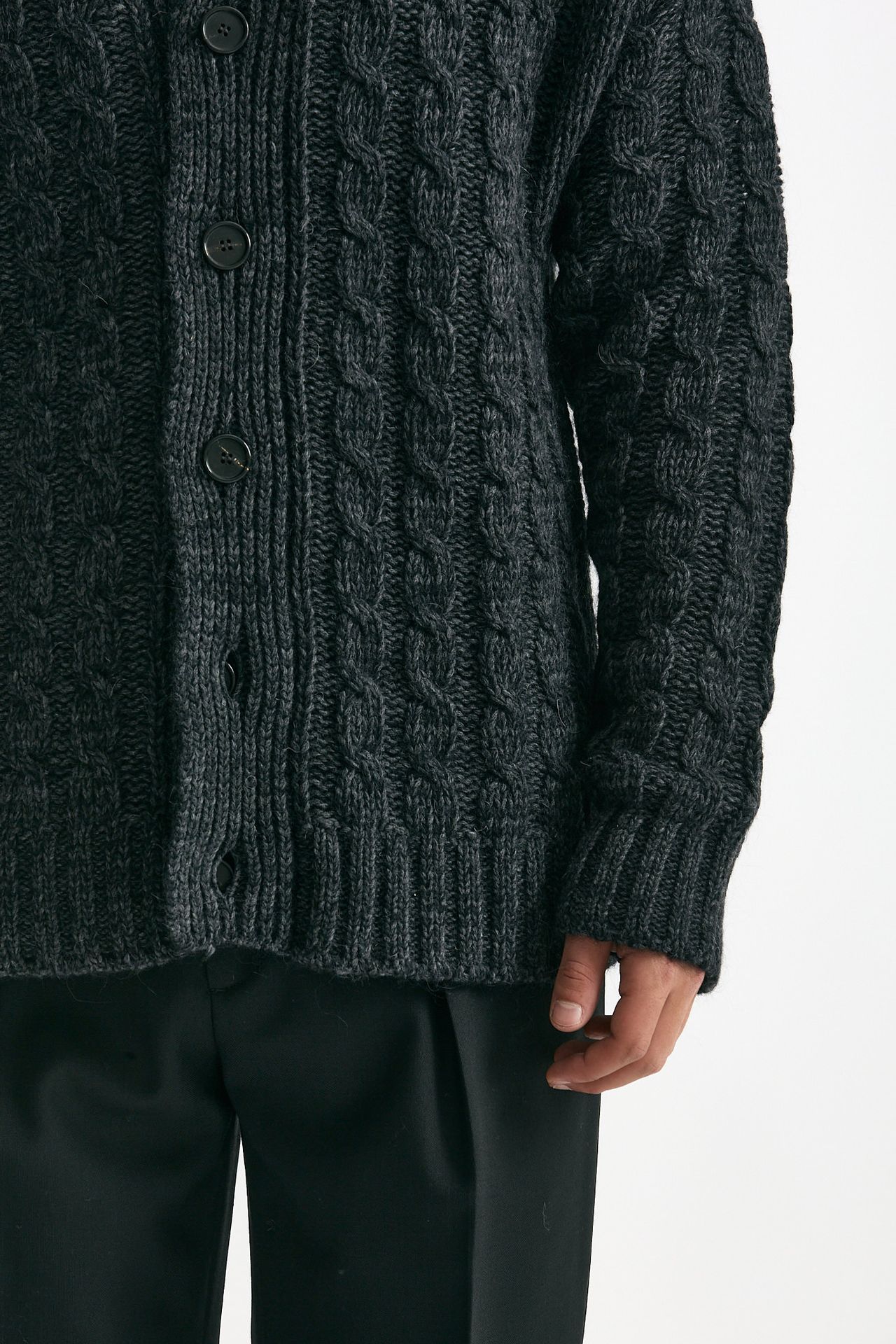 Cardigan in lana alpaca e mohair antracite men Grifoni - 6