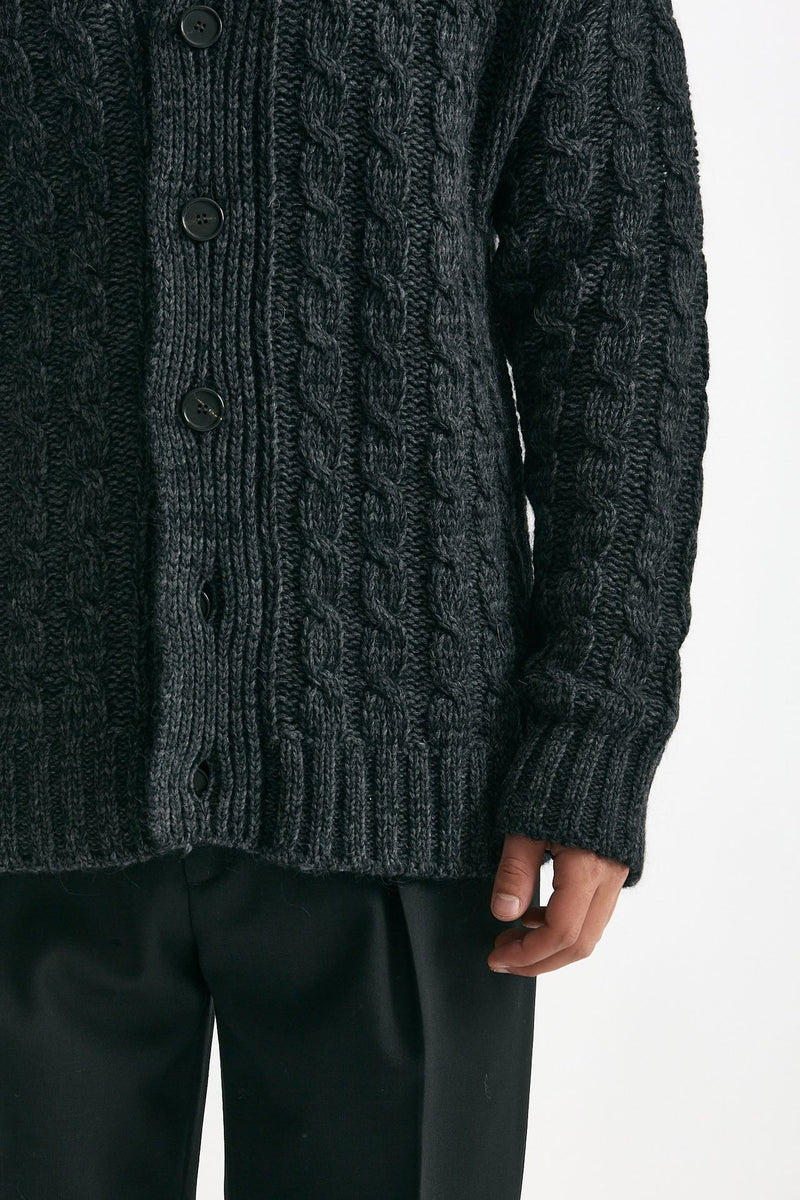 Cardigan in lana alpaca e mohair antracite men Grifoni - 6