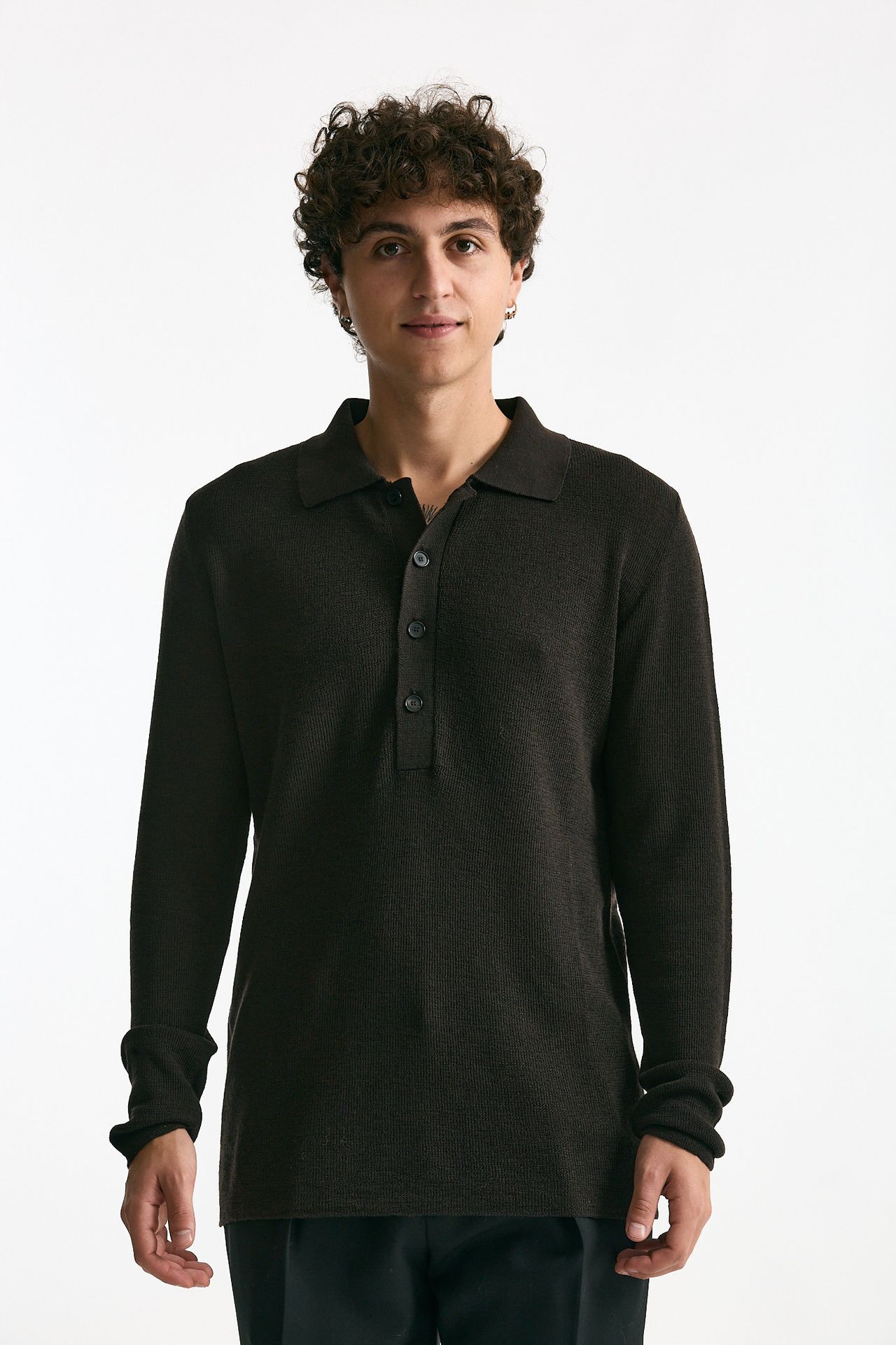 Polo in lana marrone men Grifoni - 1