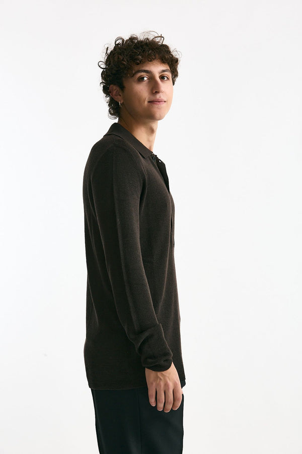 Polo in lana marrone men Grifoni