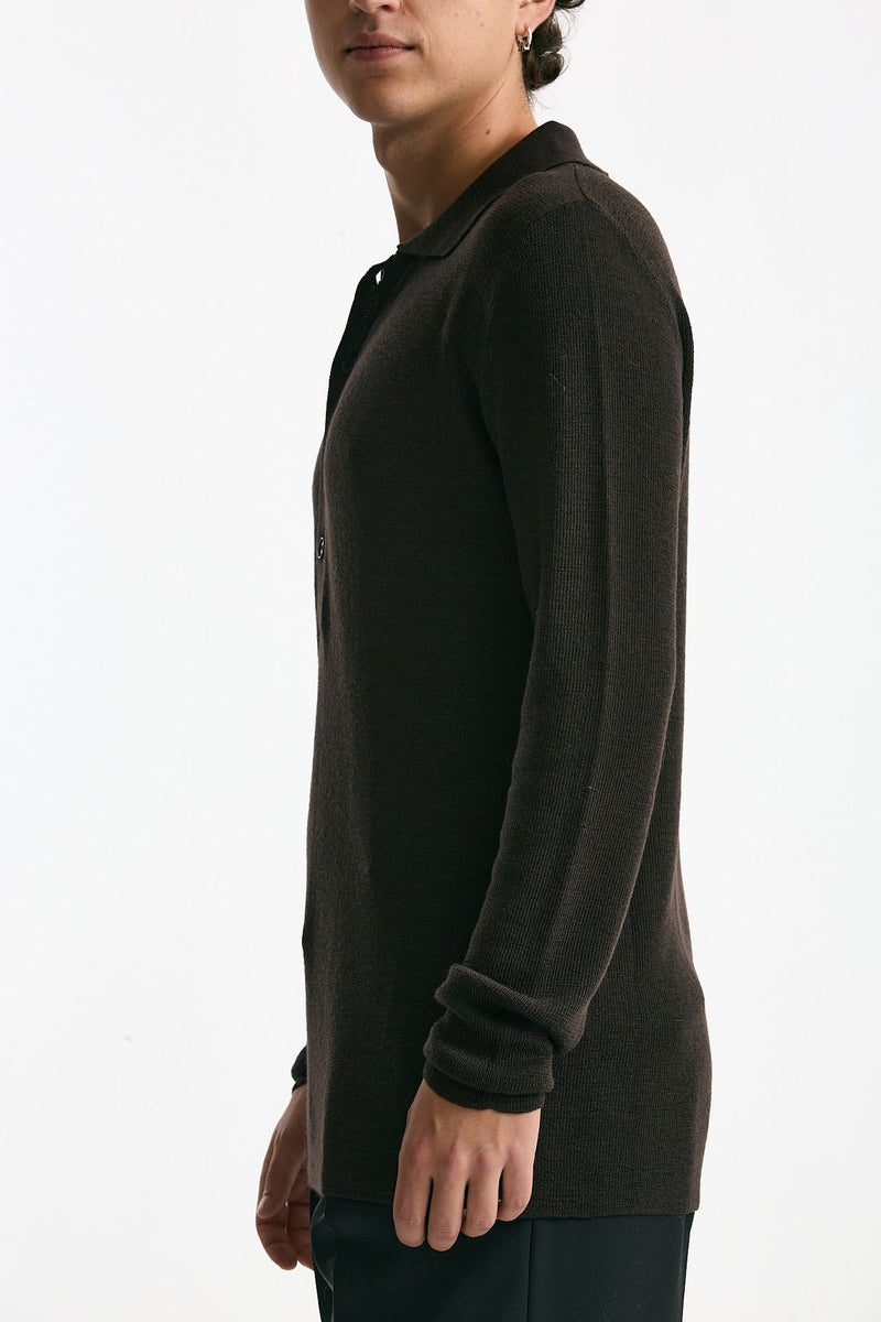 Polo in lana marrone men Grifoni - 4