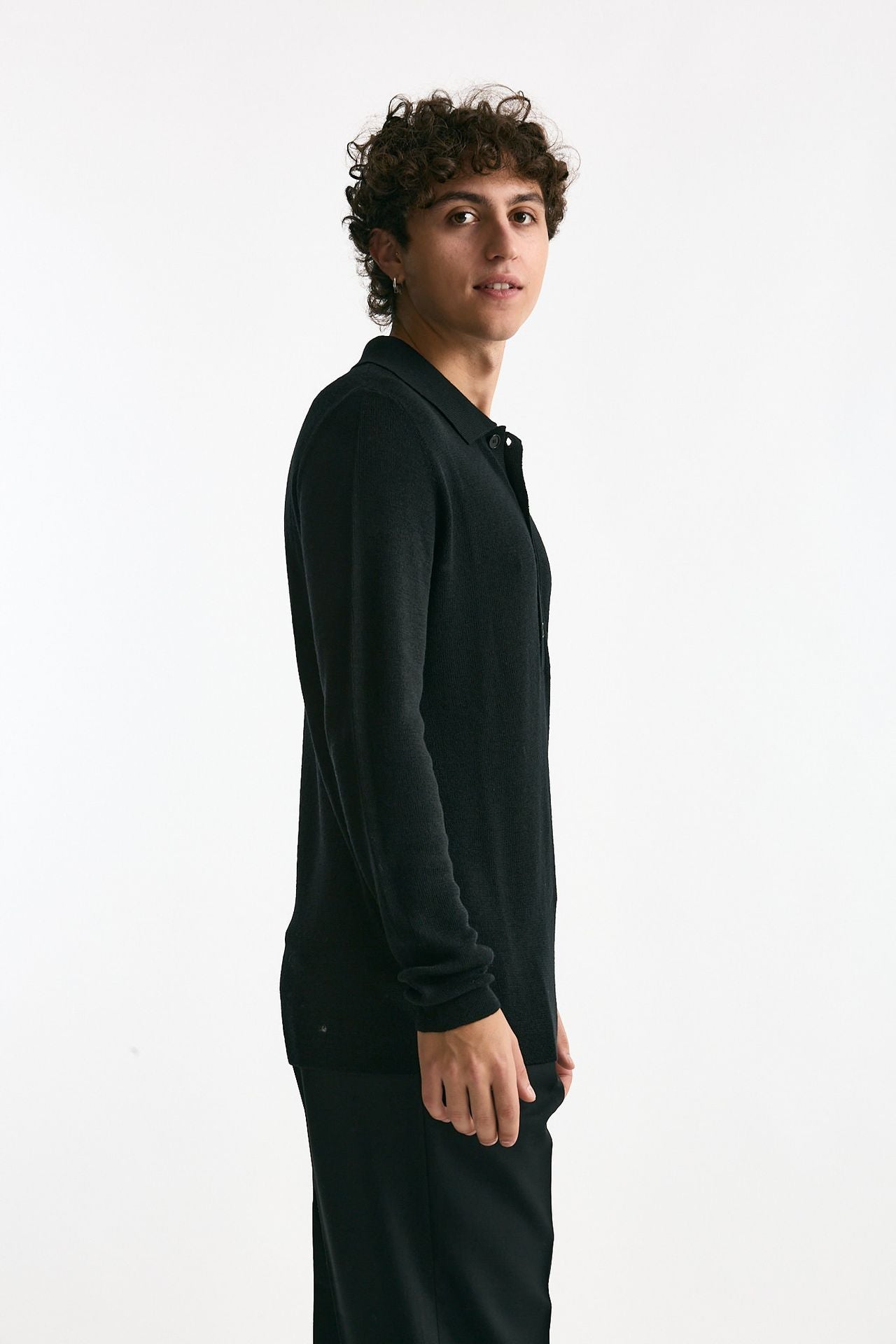 Polo in lana nero men Grifoni - 3